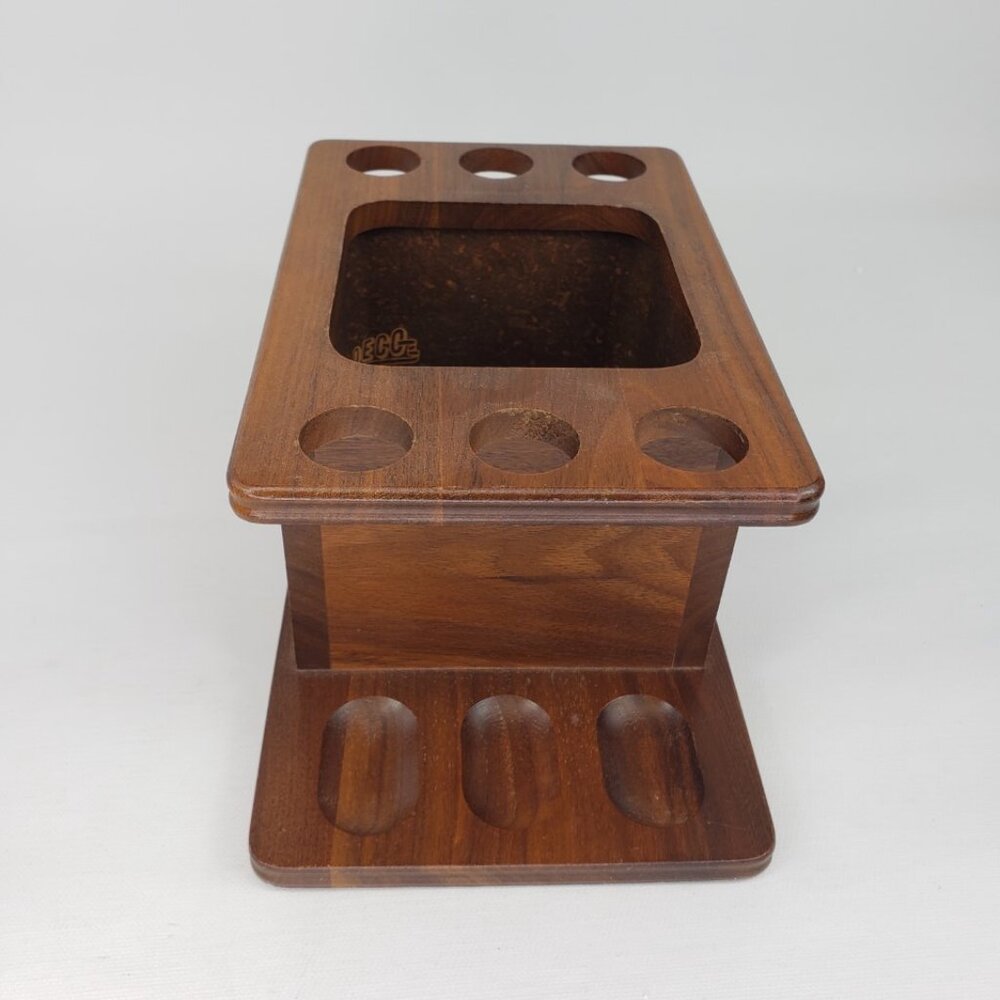 Estate MCM Vintage Decatur Deco Walnut Wood 6 Pipe Rack Holder Stand Display - Picture 5 of 11